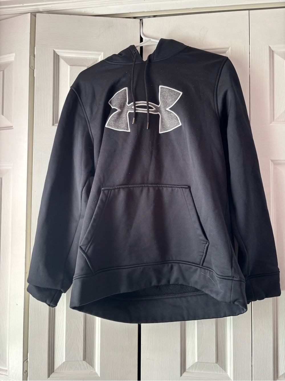 Under Armour Black Hoodie with Silver Logo Medium
